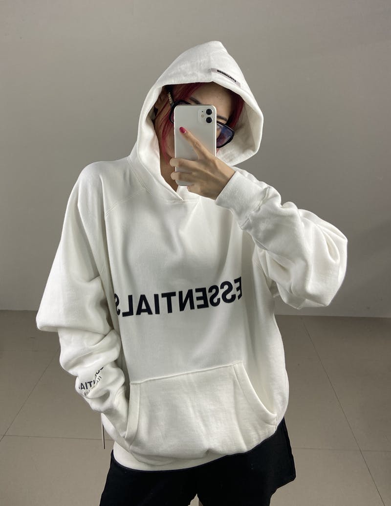 Fear of God ESSENTIALS 3D Silicon Applique Pullover Hoodie White Fear of God ESSENTIALS 3D Silicon Applique Pullover Hoodie White